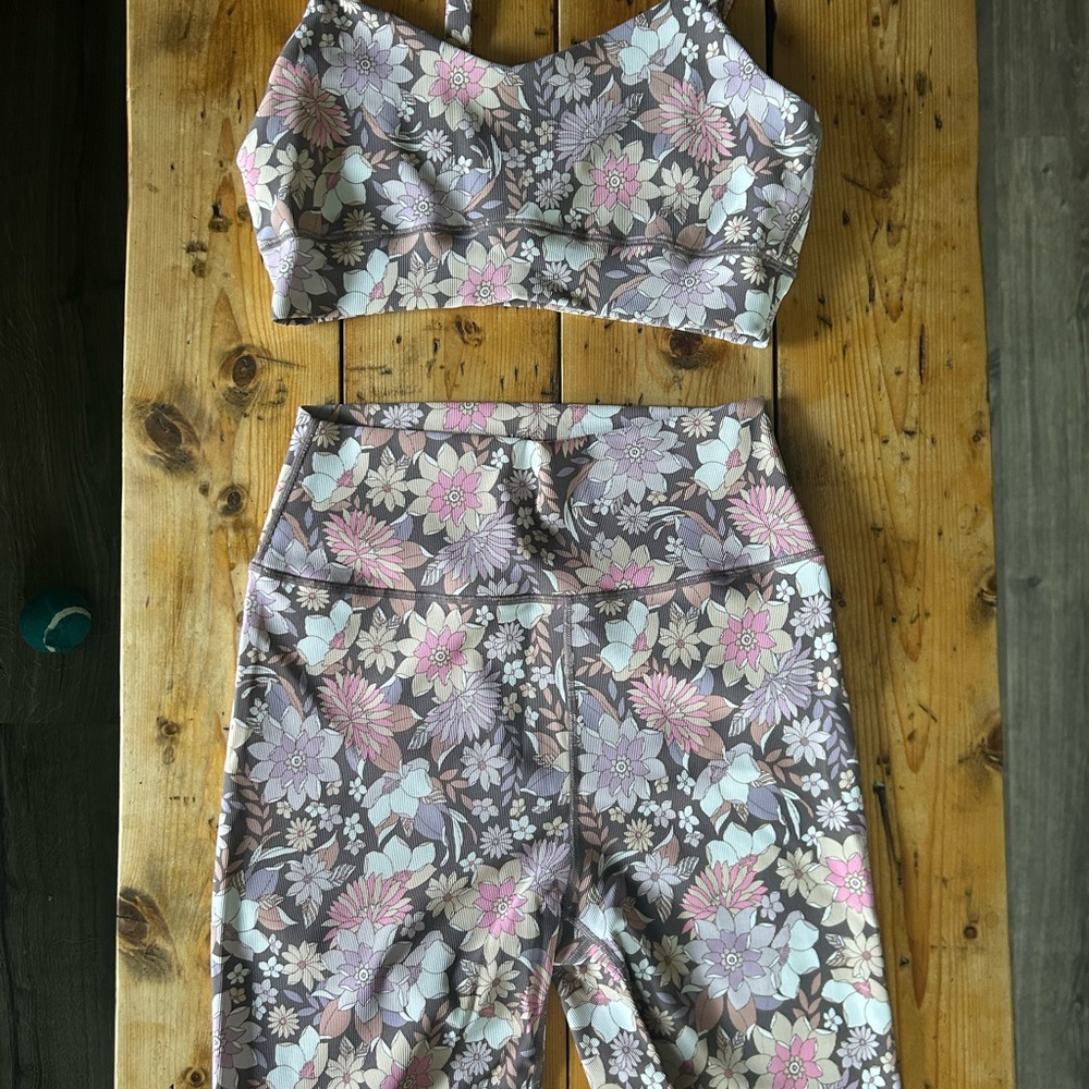Z Supply Floral Sports Bra and Leggings Set